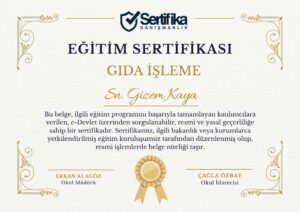GIDA İŞLEME USTALIK & KALFALIK BELGESİ